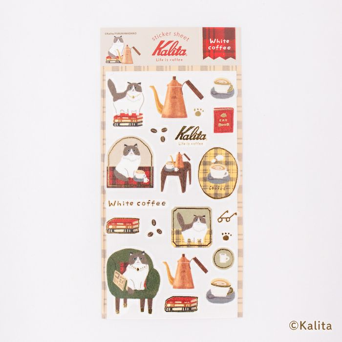 Furukawa Paper x Kalita Foil Sticker Sheet - White Coffee