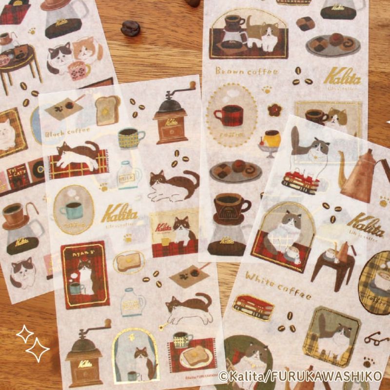 Furukawa Paper x Kalita Foil Sticker Sheet - Brown Coffee