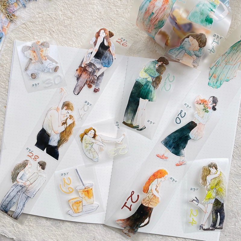 DingDing Kiss-Cut 365-Days Calendar Tape Set (8 rolls)