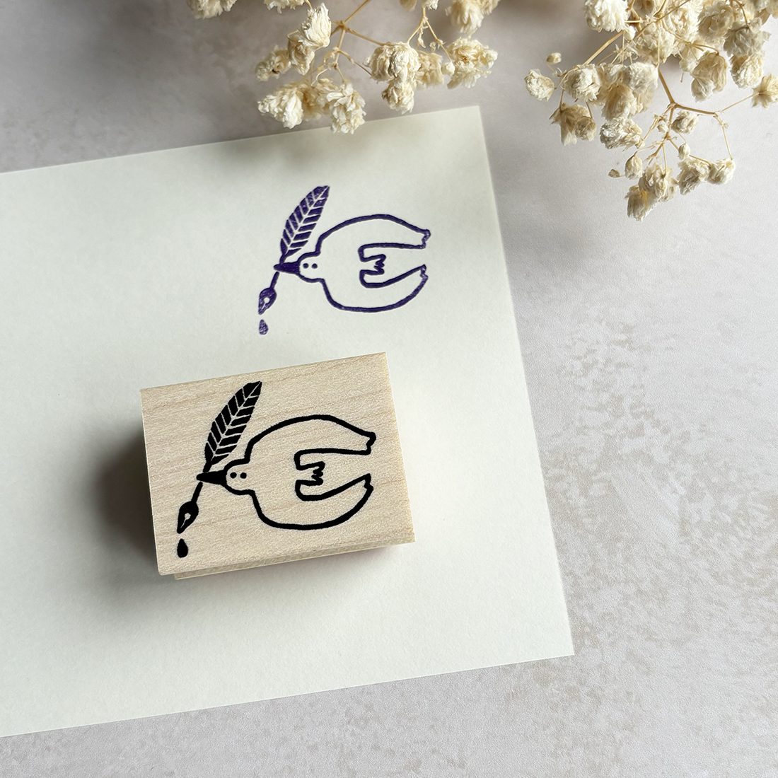 Hankodori Rubber Stamp - Bird and Quill