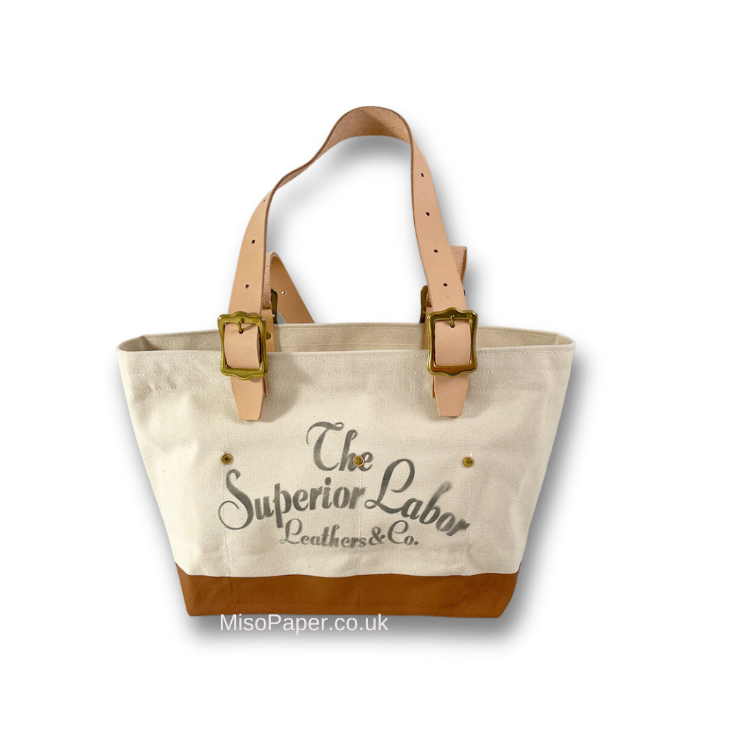The Superior Labor Engineer Tote Bag S - Natural with Brown Bottom - Image 2