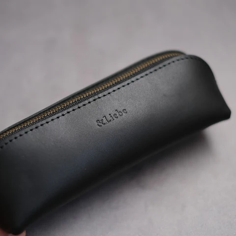 &Liebe Tochigi Leather Pen Pouch Smooth Black
