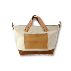 The Superior Labor Engineer Shoulder Bag S - Natural with Brown Bottom - Image 2