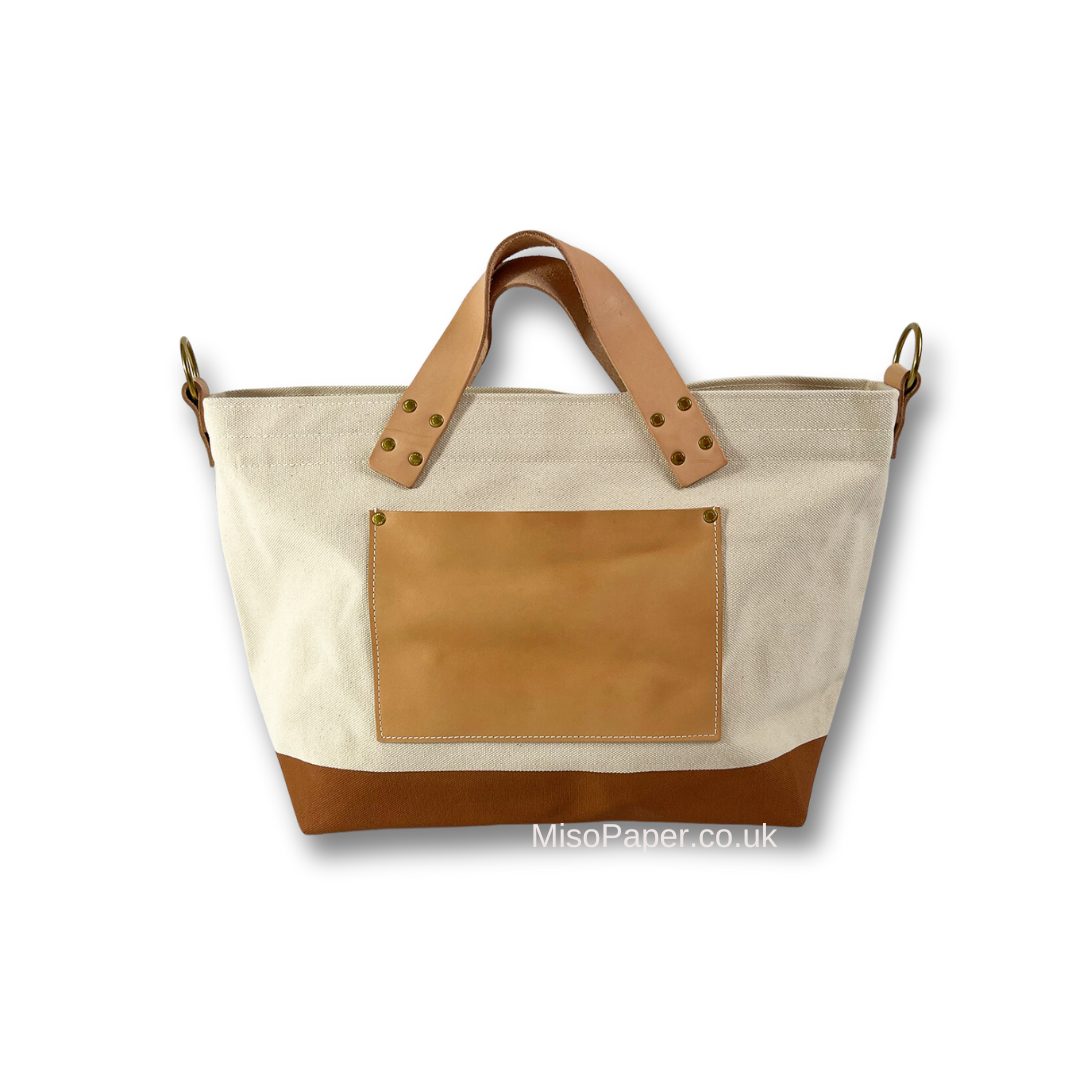 The Superior Labor Engineer Shoulder Bag S - Natural with Brown Bottom - Image 2