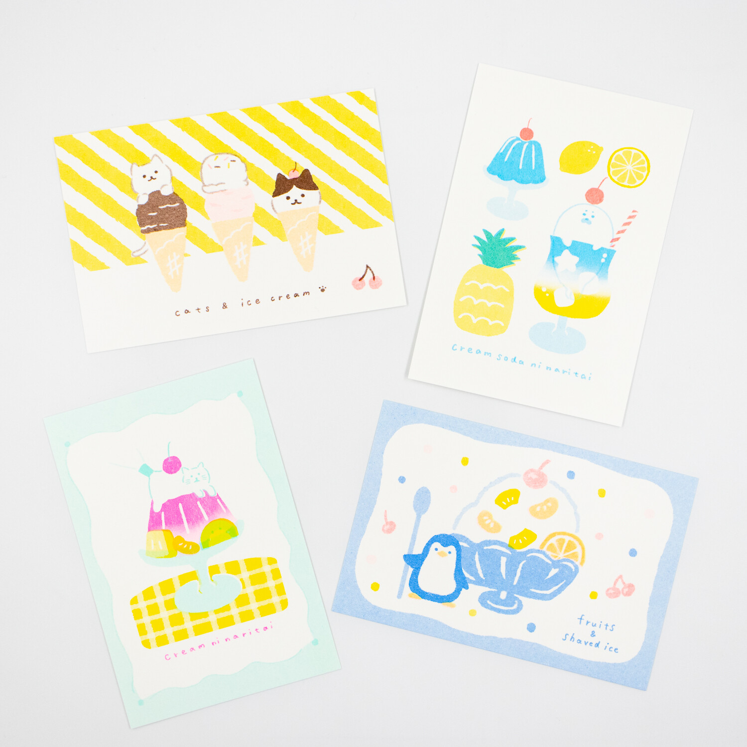 Furukawa Paper Risograph Postcard - Shaved Ice and Penguin - Image 3