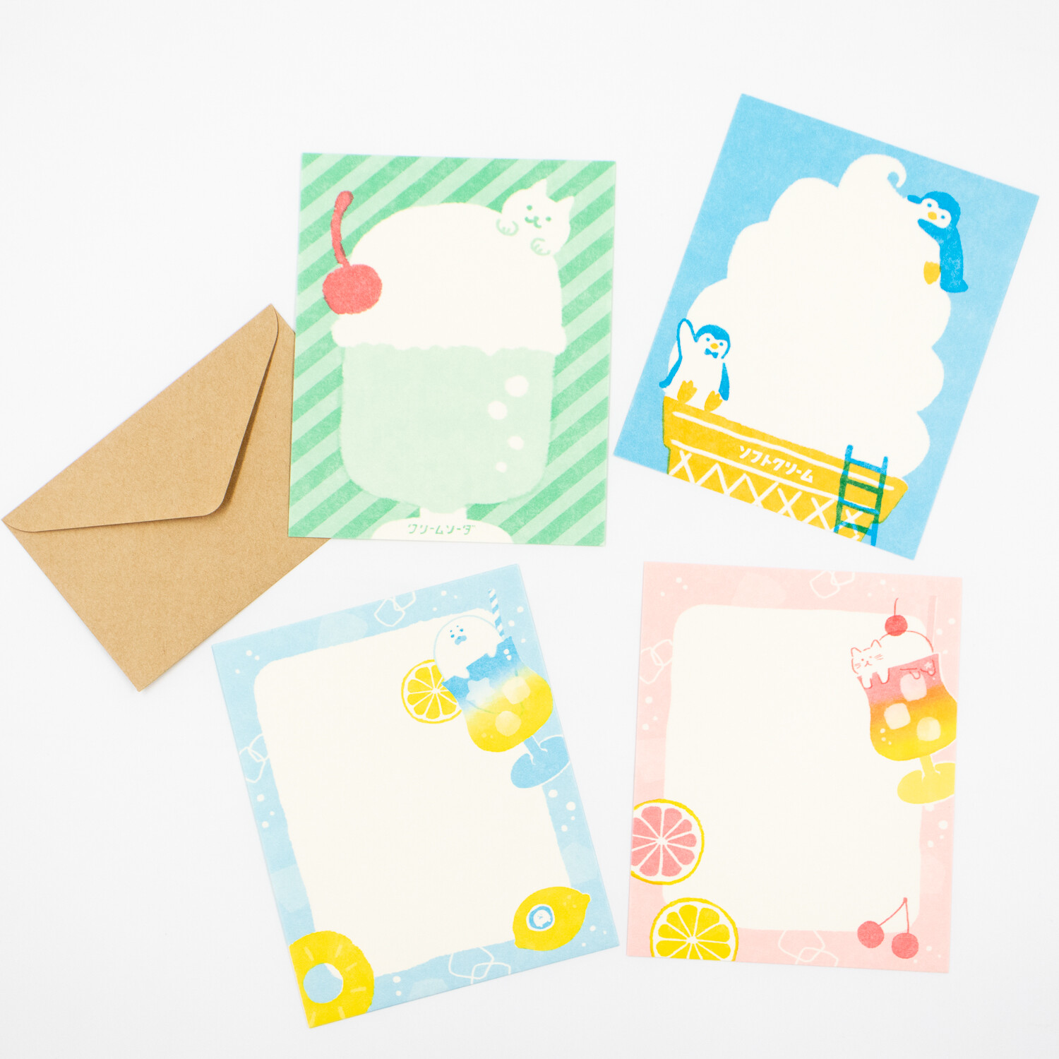 Furukawa Paper Nagomi Washi Letter Set - Cats and Ice Cream - Image 3