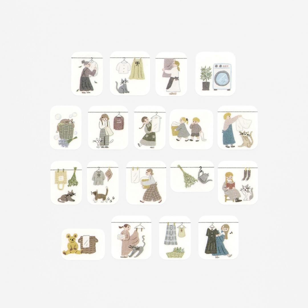 Bande Masking Roll Sticker - Laundry Time - Cat and Me - All Designs