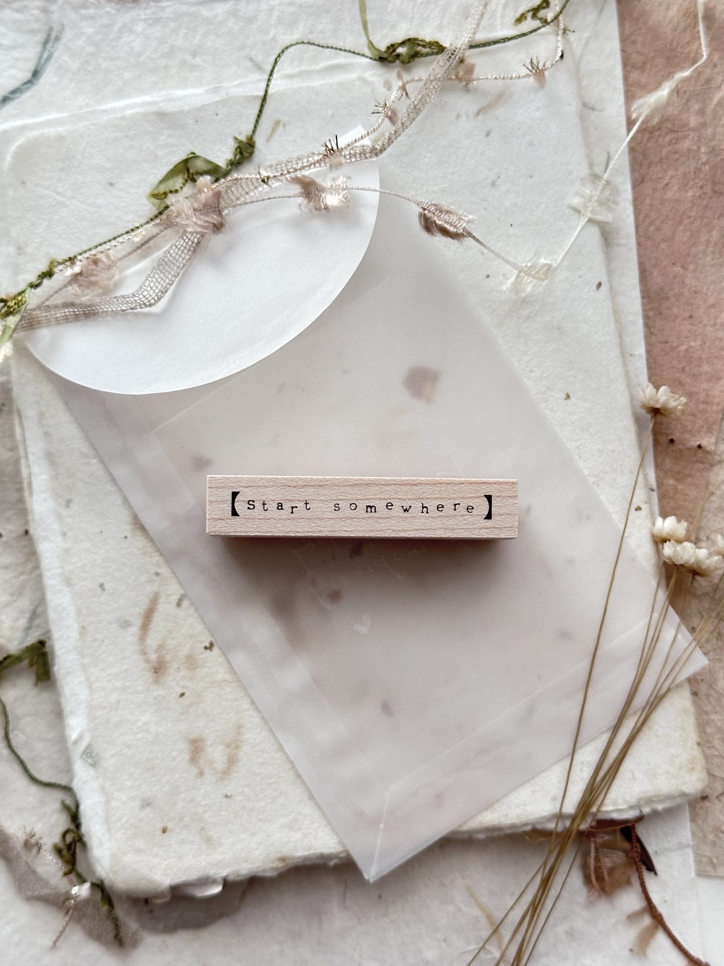 Nove Simple Words Rubber Stamps Start Somewhere