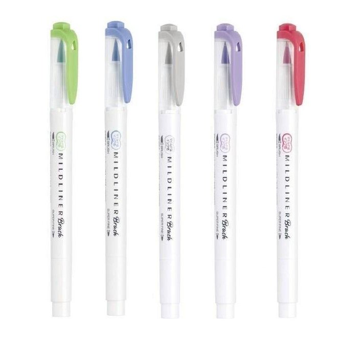 Zebra Mildliner Twin Tip Brush Pen - Cool and Refined Set - Image 2