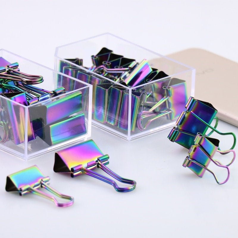 Iridescent Rainbow Binder Clip Set of 2 (2 sizes) - Image 5