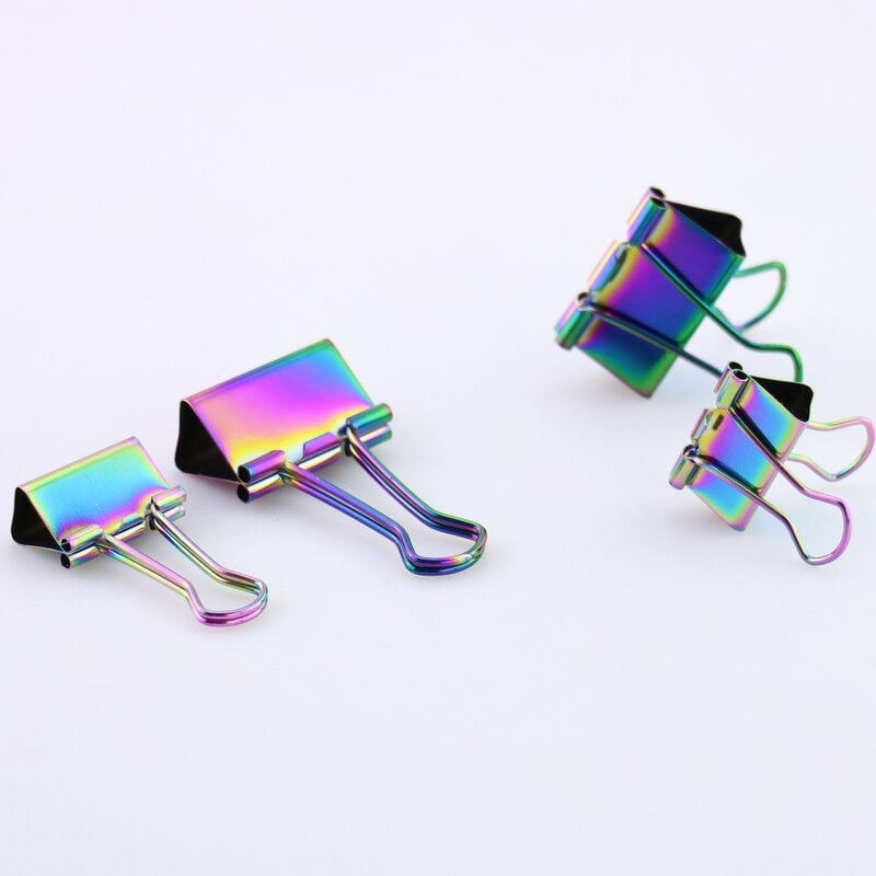 Iridescent Rainbow Binder Clip Set of 2 (2 sizes) - Image 8