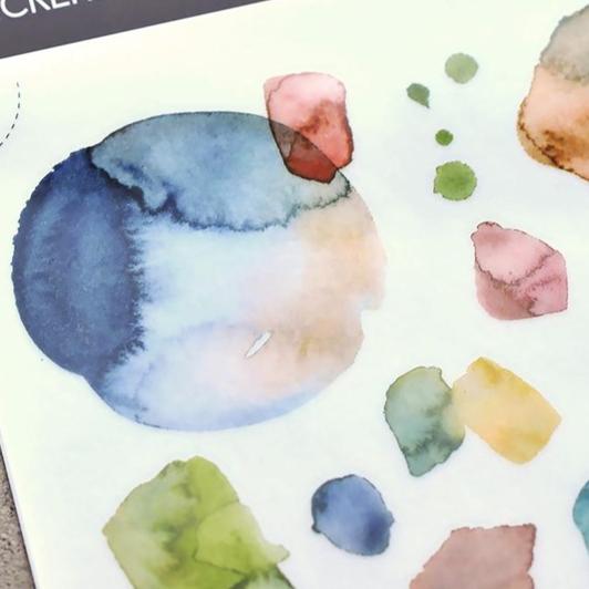 MU Print-On Stickers - Watercolour Blue-Green - Image 2