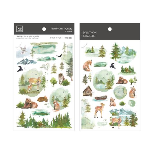 Mu Print On Stickers Green Forest