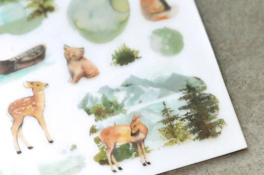 Mu Print On Stickers Green Forest