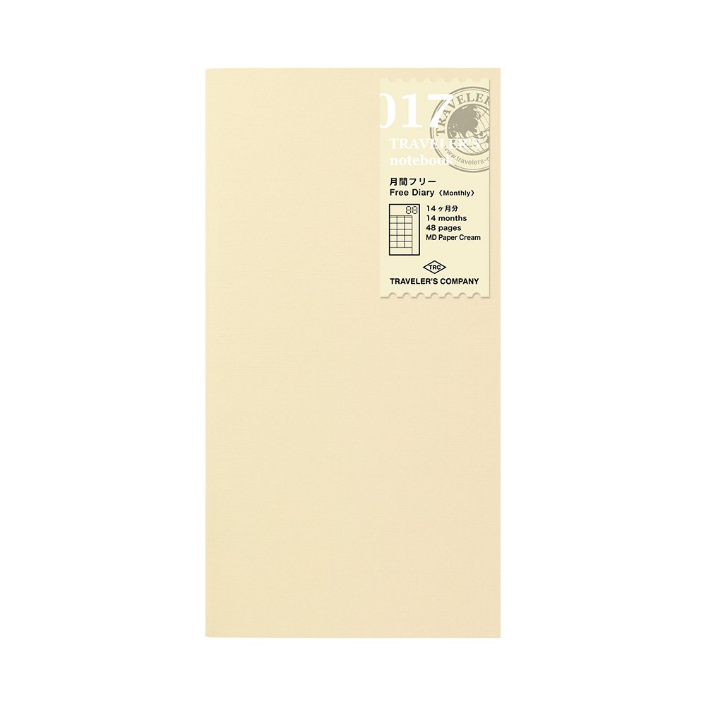 TRAVELER'S Notebook Refill 017 - Free Diary (Monthly)