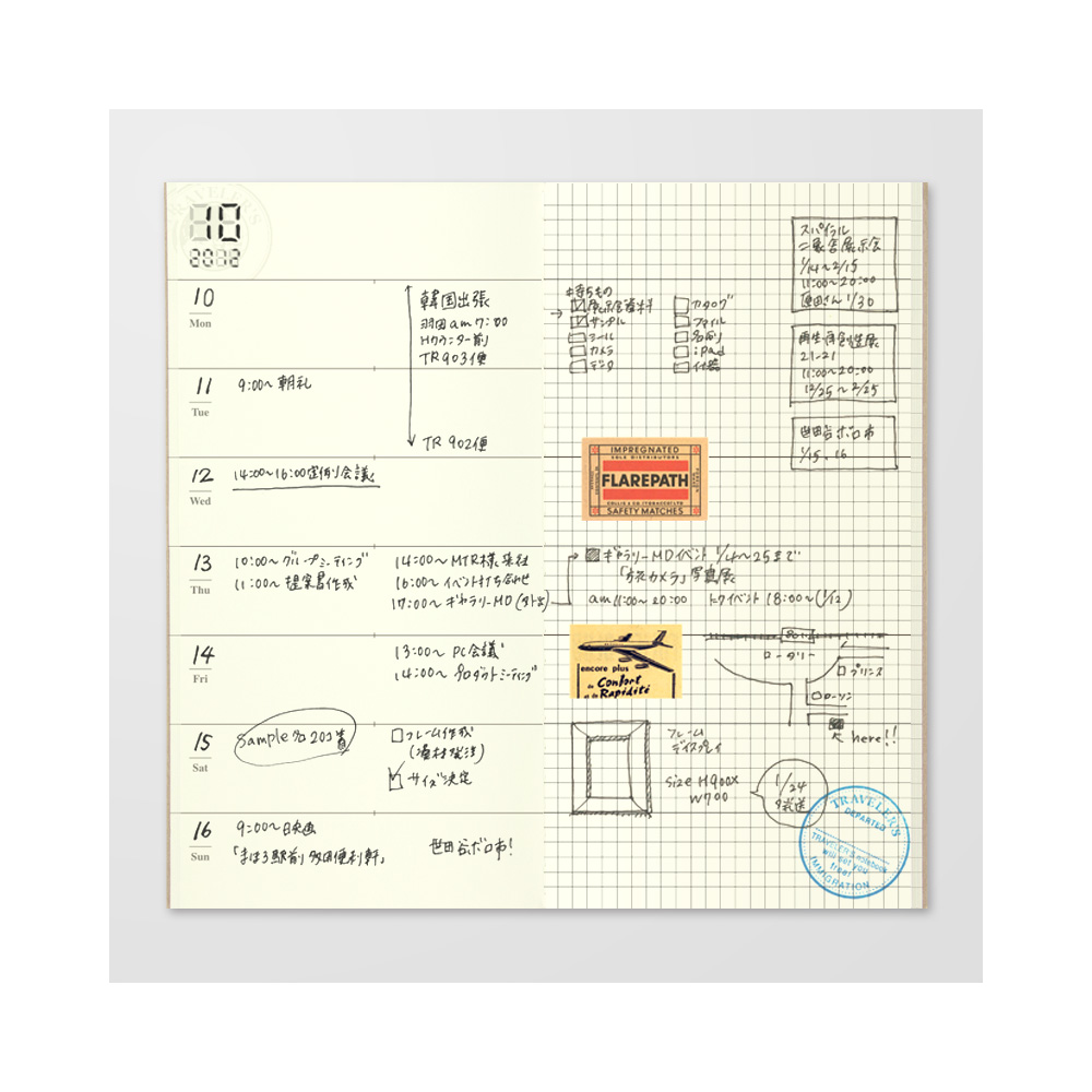 TRAVELER'S notebook Refill Free Diary Weekly + Grid Notebook 019