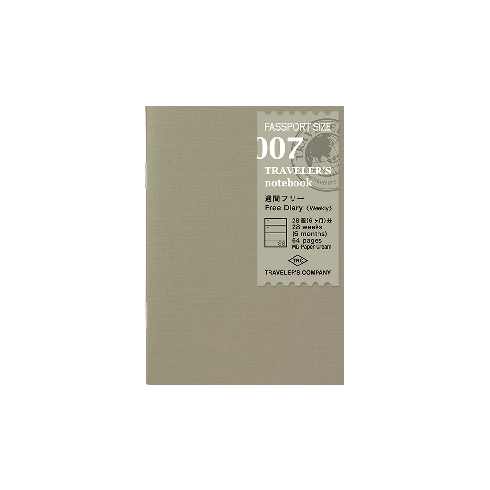 TRAVELER'S Notebook Passport Size Refill 007 - Free Diary, Weekly
