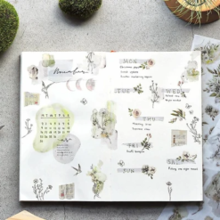 MU Print-On Stickers - Grey Green Flowers