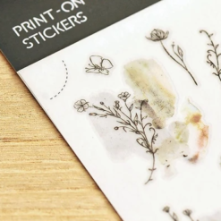 MU Print-On Stickers - Grey Green Flowers