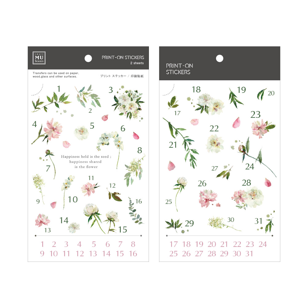 MU Print-On Stickers - Delicate Flowers Numbers