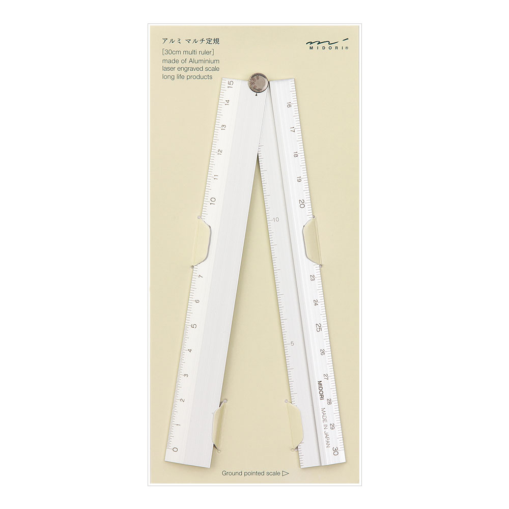 Midori Aluminium Multiple Ruler - 30cm (silver of black option)