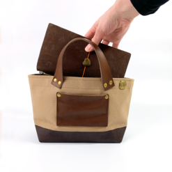 The Superior Labor Engineer Bag Petite - Khaki with Leather Bottom - Image 4