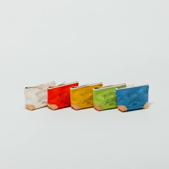 The Superior Labor Coloured Canvas Pouch #02 with Natural Leather Corners