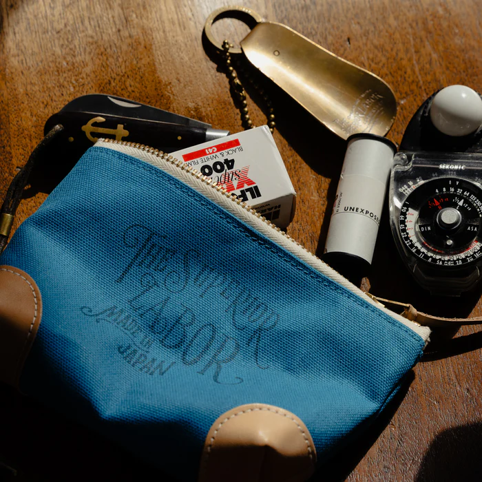 The Superior Labor Coloured Canvas Pouch #02 with Natural Leather Corners