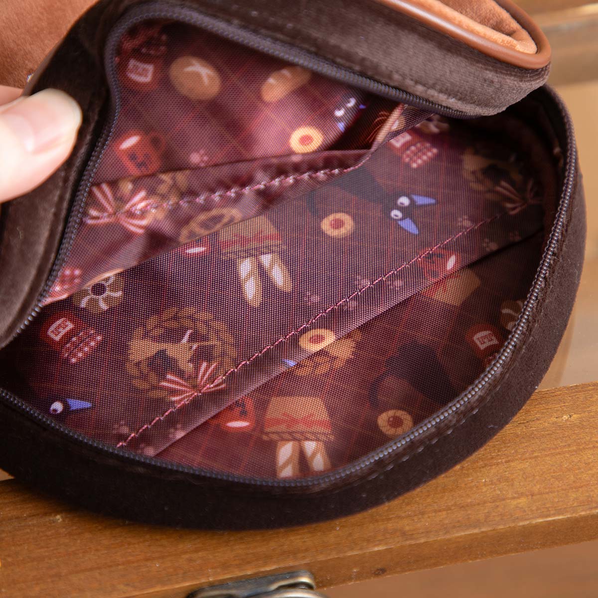 Interior of the Kiki's Delivery Service pouch showing the two slip pockets