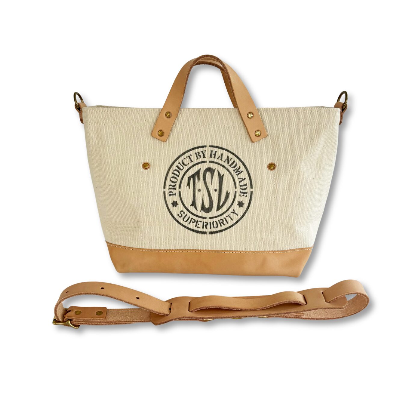 The Superior Labor Engineer Shoulder Bag XS - Natural with Leather Bottom