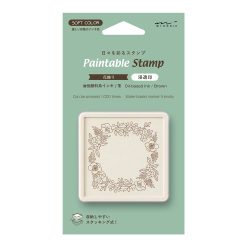 Midori Paintable Stamp Brown Ink - Floral Decoration
