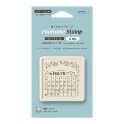Midori Paintable Stamp Brown Ink - Habit Tracker Cat