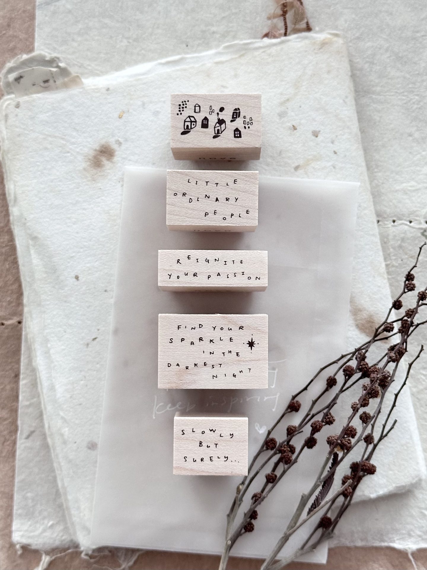 Nove Little Ordinary People Rubber Stamps Words