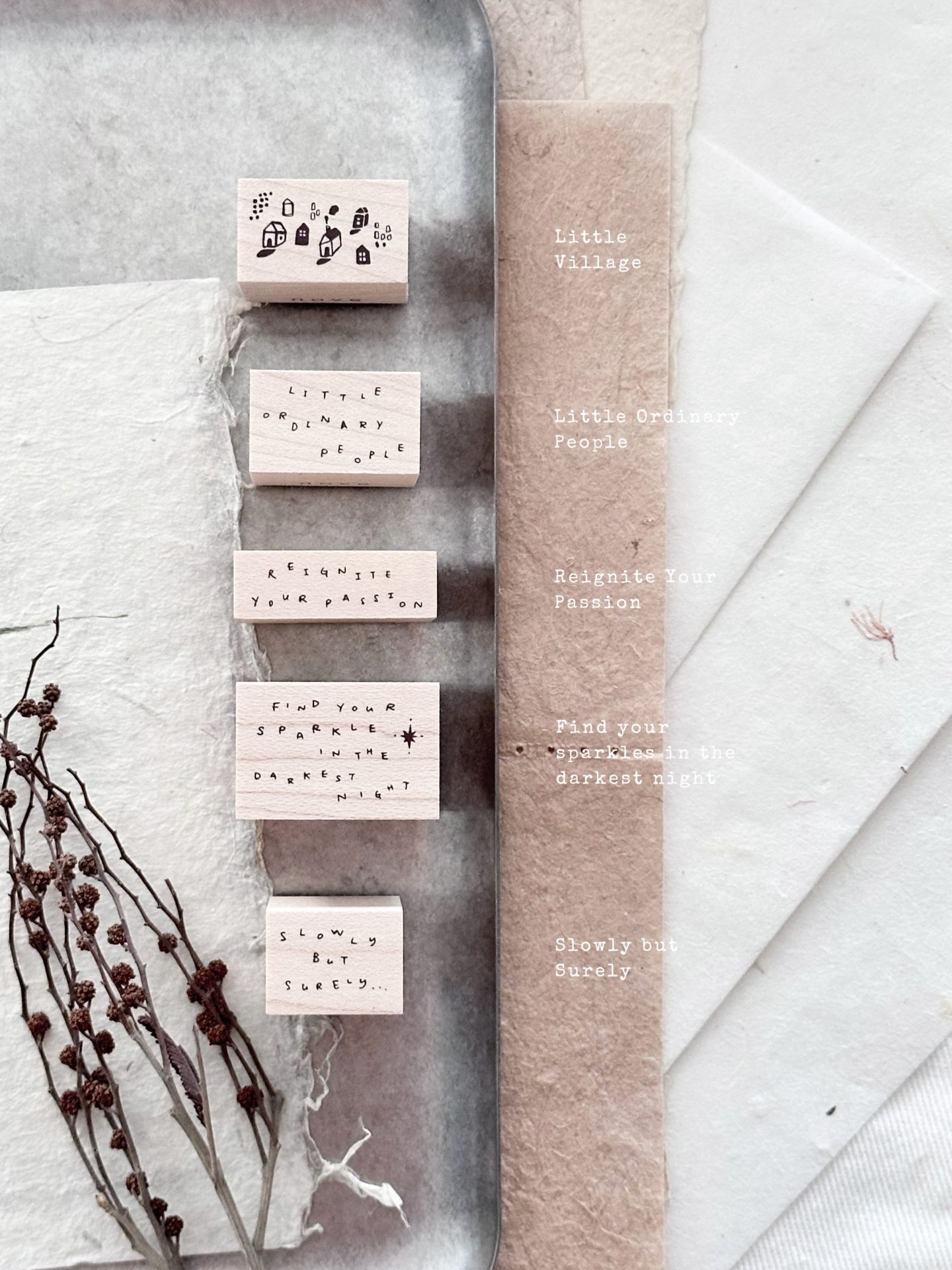 Nove Little Ordinary People Rubber Stamps Words