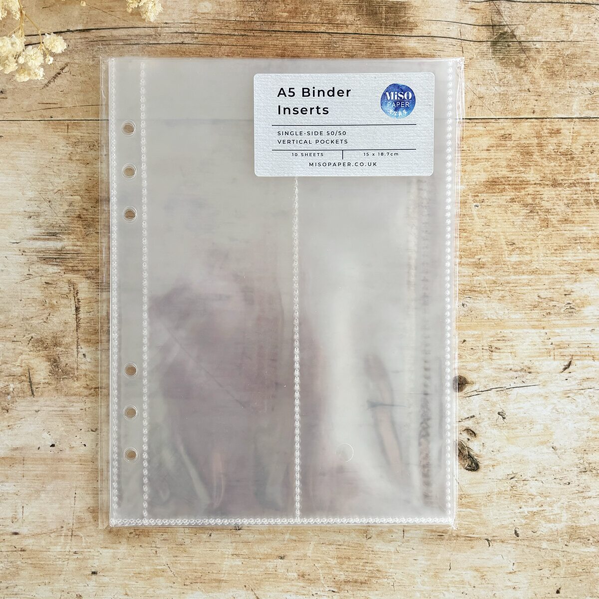Miso Paper Ring Binder Inserts - 50/50 Vertical Pockets