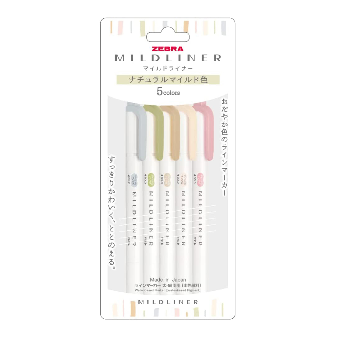 Zebra Mildliner Natural Mild Set - Twin Tip Highlighters
