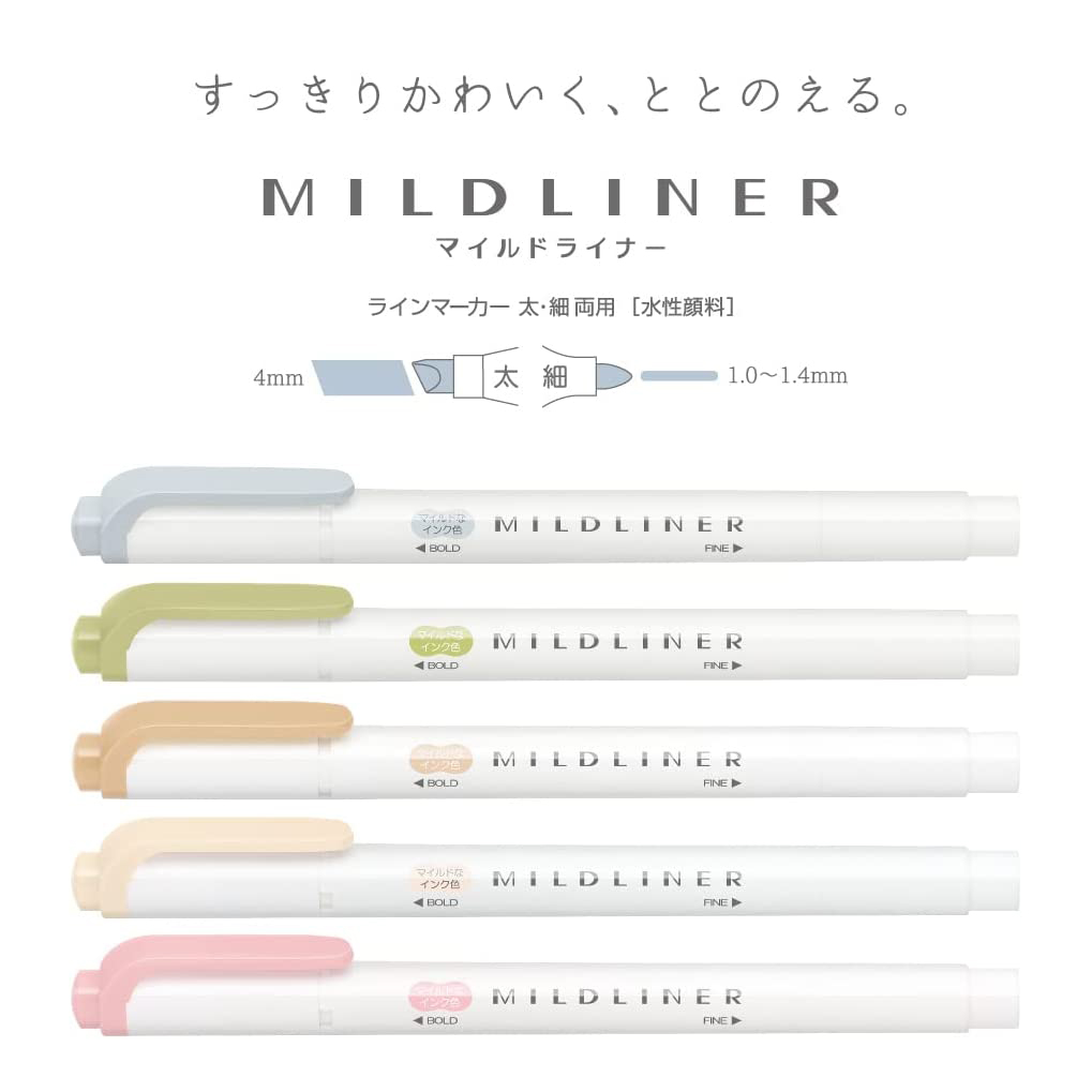 Zebra Mildliner Natural Set - Twin Tip Highlighters - Image 2