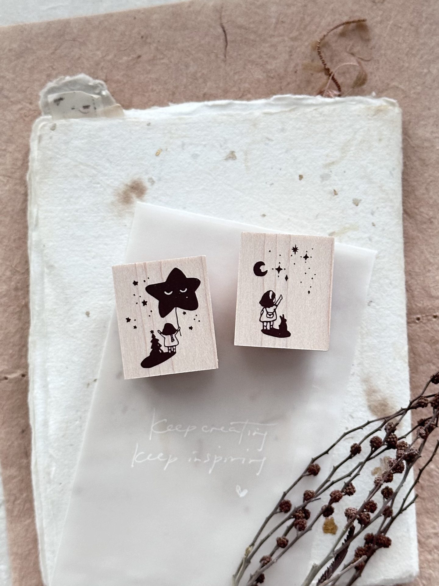 Nove Little Ordinary People Rubber Stamps Rabbit Star