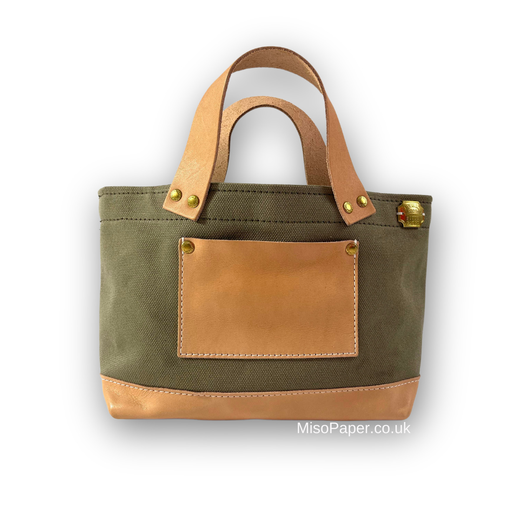 The Superior Labor Engineer Bag Petite - Khaki with Leather Bottom