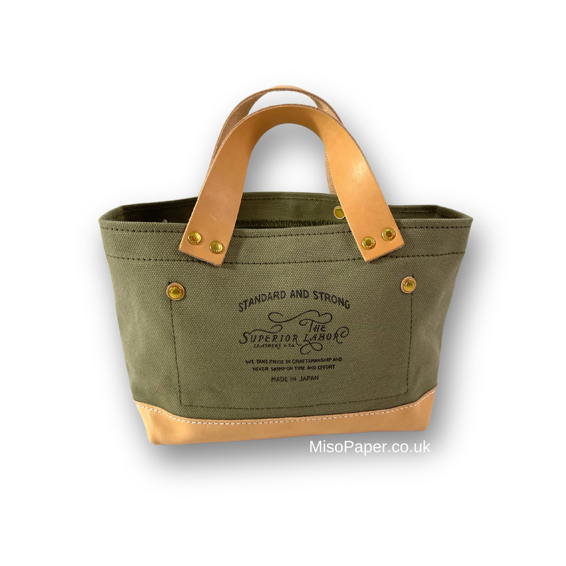 The Superior Labor Engineer Bag Petite - Khaki with Leather Bottom - Image 3