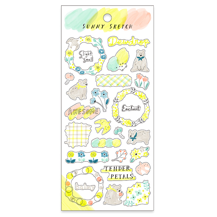 Mind Wave Sunny Sketch Stickers (6 designs) Bear Yellow
