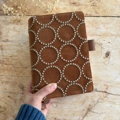 Hobonichi-Style A5 Notebook Cover in Mina Perhonen Fabric - Tambourine Brown