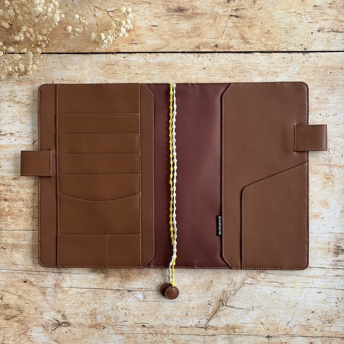 Hobonichi-Style A5 Notebook Cover in Mina Perhonen Fabric - Tambourine Brown - Image 2