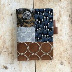 Hobonichi-Style A5 Notebook Cover in Mina Perhonen Fabric - Patchwork Brown