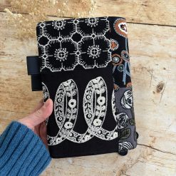 Hobonichi-Style A5 Notebook Cover in Mina Perhonen Fabric - Patchwork Black