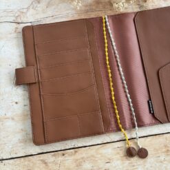 Hobonichi-Style A5 Notebook Cover in Mina Perhonen Fabric - Patchwork Brown