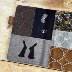 Hobonichi-Style A5 Notebook Cover in Mina Perhonen Fabric - Patchwork Brown