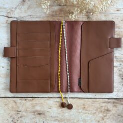 Hobonichi-Style A5 Notebook Cover in Mina Perhonen Fabric - Patchwork Brown