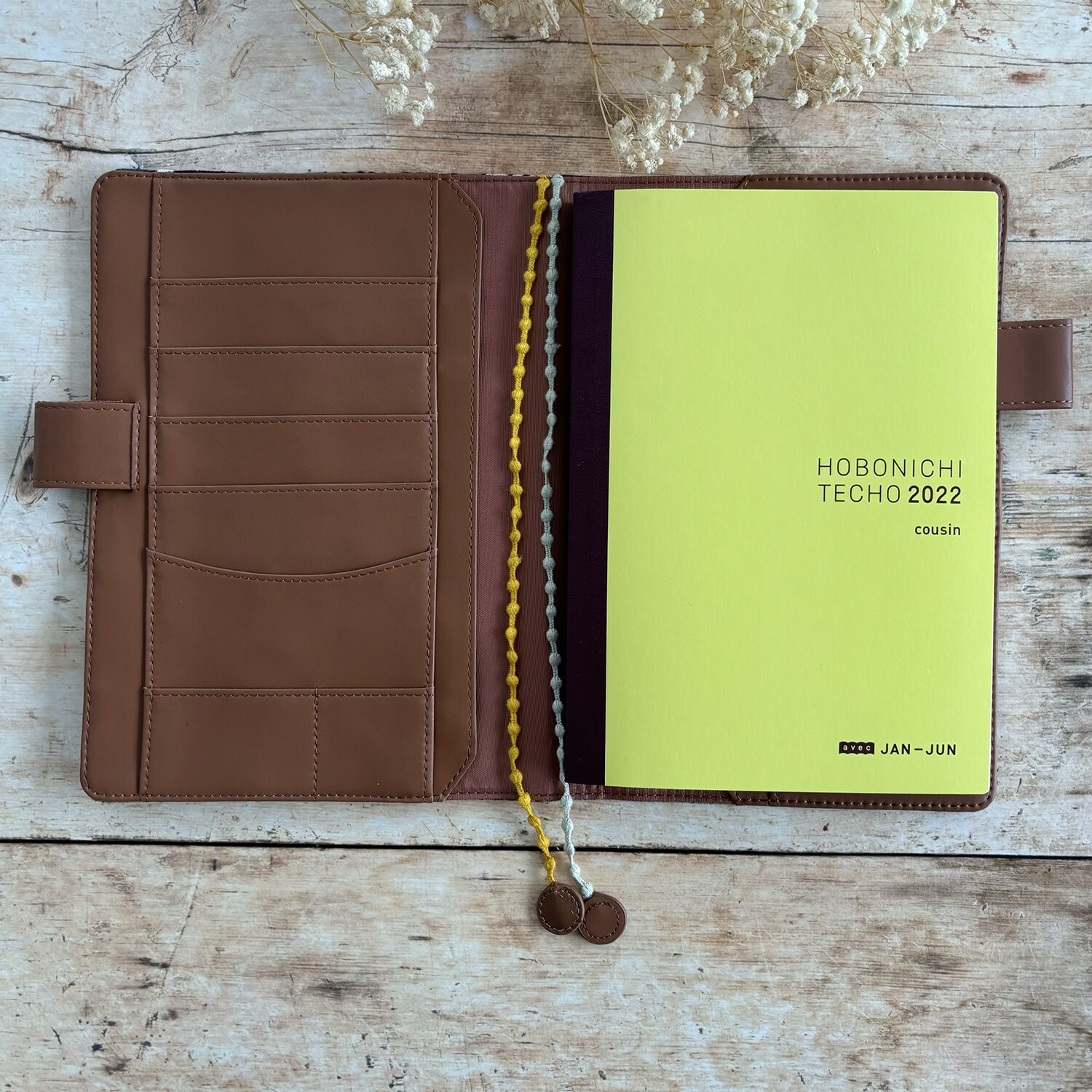 Hobonichi-Style A5 Notebook Cover in Mina Perhonen Fabric - Patchwork Brown