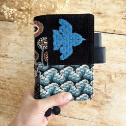 Hobonichi-Style A6 Notebook Cover in Mina Perhonen Fabric - Patchwork Black